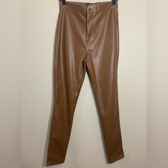 NWT Kosmios faux leather pants for women Size 11 Brown.new With Tag - Picture 2 of 13
